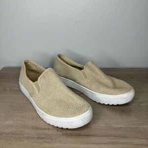 Sorel Womens Campsneak Gold Fabric Casual Flats Slip On Shoe